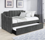 Sofá cama Kingston tapizado con dos camas individuales y cama nido color carbón