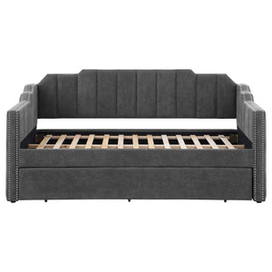 Sofá cama Kingston tapizado con dos camas individuales y cama nido color carbón