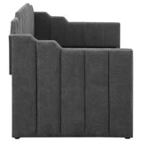 Sofá cama Kingston tapizado con dos camas individuales y cama nido color carbón
