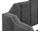 Sofá cama Kingston tapizado con dos camas individuales y cama nido color carbón