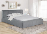 Cama Queen tapizada Wilshire con plataforma gris