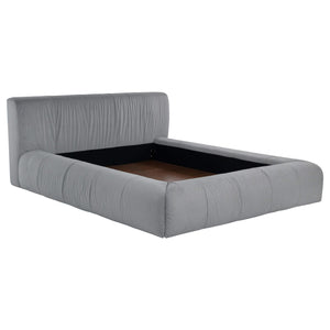 Cama Queen tapizada Wilshire con plataforma gris
