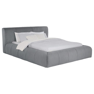 Cama Queen tapizada Wilshire con plataforma gris