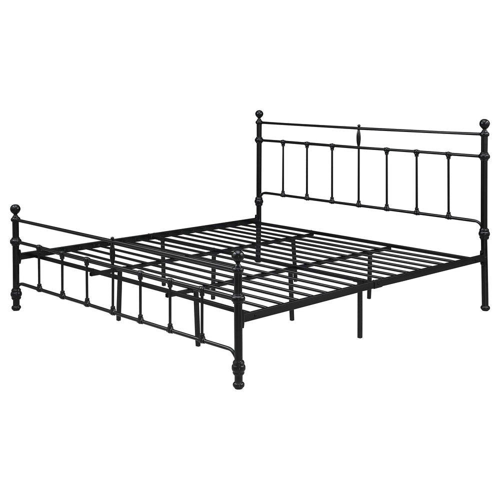 Cama Novak Eastern King de 48 pulgadas con marco abierto de metal, color negro mate