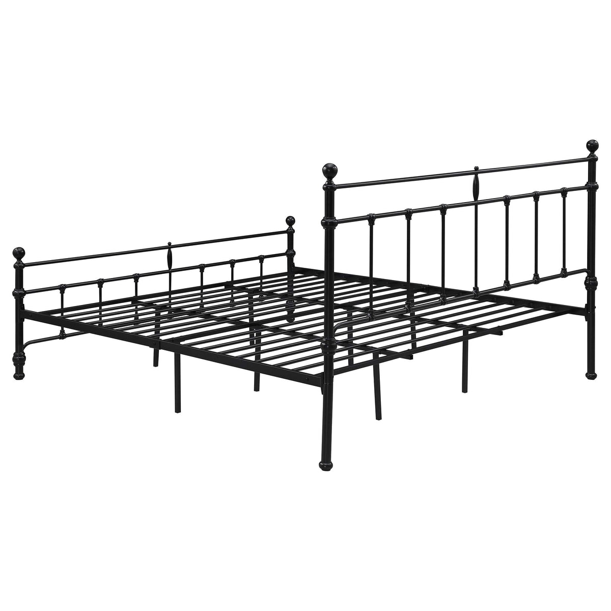 Cama Novak Eastern King de 48 pulgadas con marco abierto de metal, color negro mate