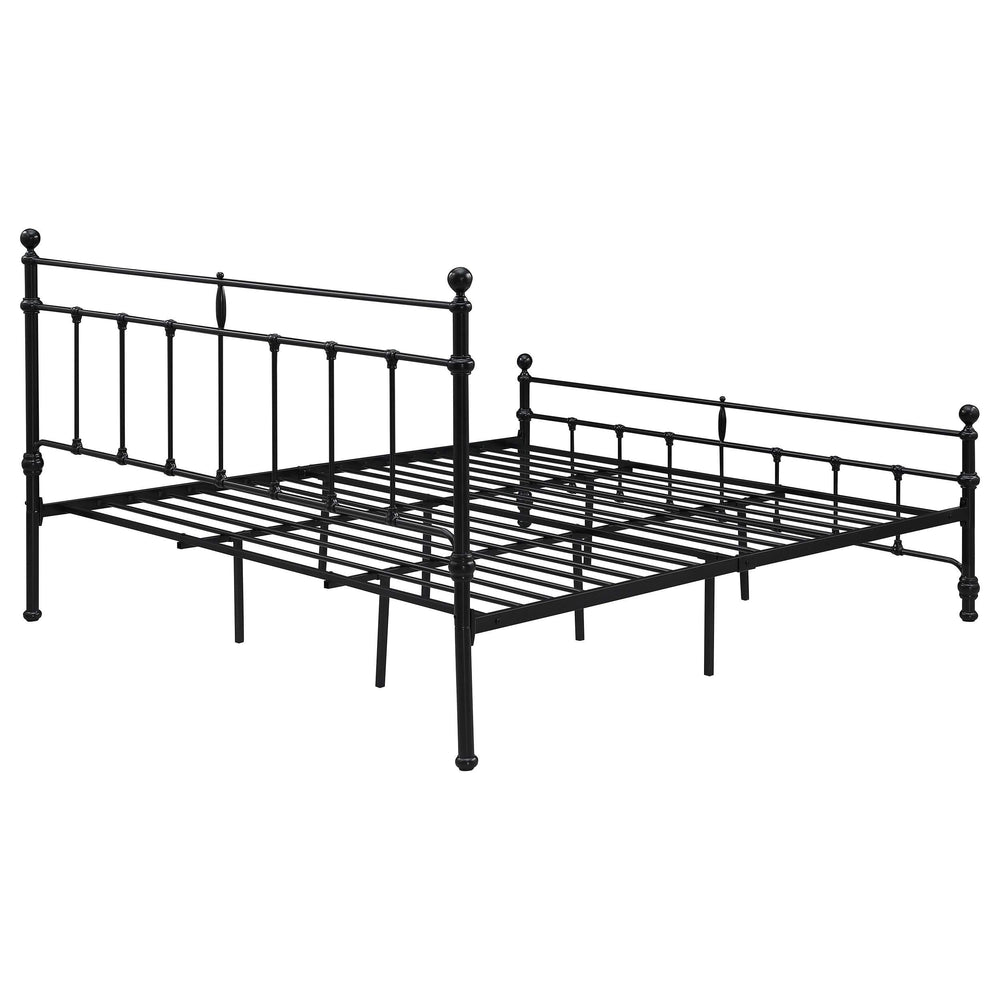 Cama Novak Eastern King de 48 pulgadas con marco abierto de metal, color negro mate