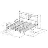 Cama Novak Eastern King de 48 pulgadas con marco abierto de metal, color negro mate