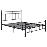 Cama Queen de metal Novak de 48 pulgadas con marco abierto, color negro mate