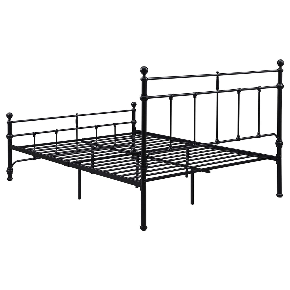 Cama Queen de metal Novak de 48 pulgadas con marco abierto, color negro mate