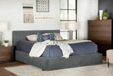 Cama Gregory tapizada de panel completo en color grafito