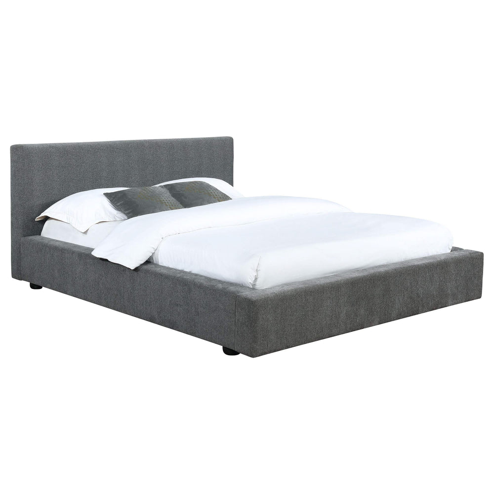 Cama Gregory tapizada de panel completo en color grafito
