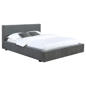 Cama Gregory tapizada de panel completo en color grafito