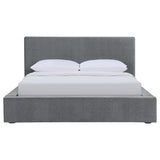 Cama Gregory tapizada de panel completo en color grafito