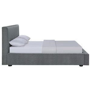 Cama Gregory tapizada de panel completo en color grafito