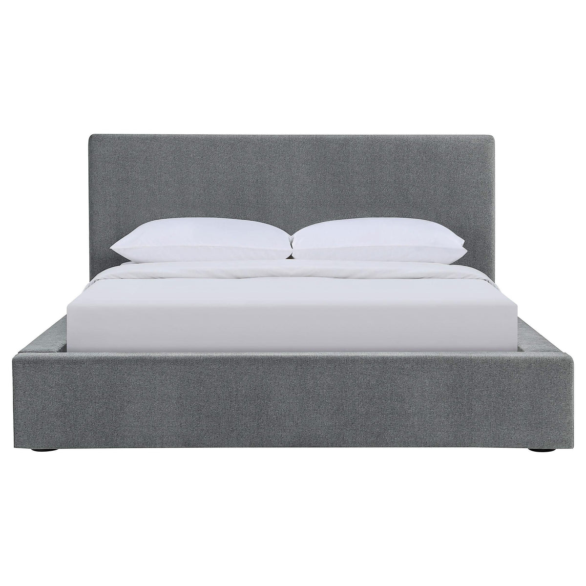 Cama Queen tapizada Gregory con paneles en color grafito