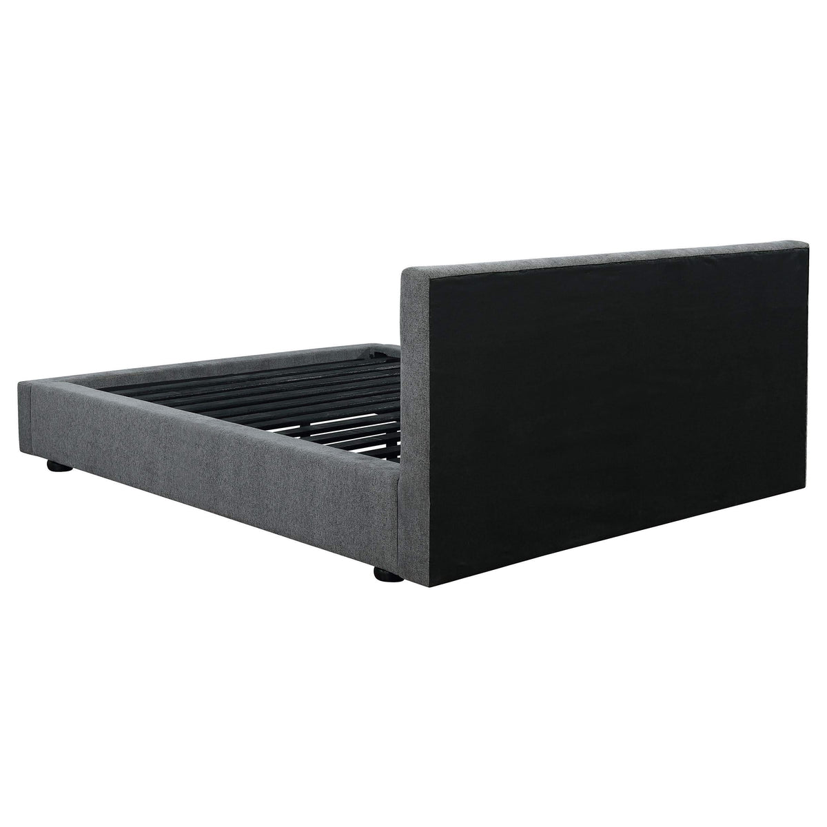 Cama Queen tapizada Gregory con paneles en color grafito