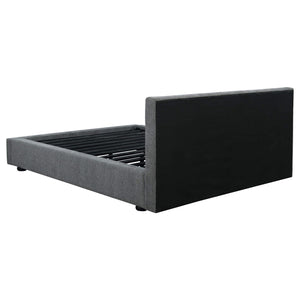 Cama Queen tapizada Gregory con paneles en color grafito