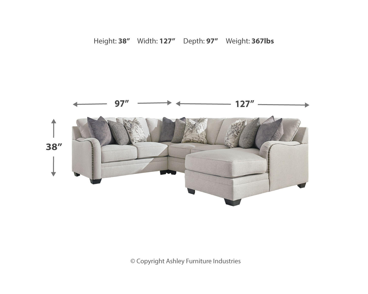 Dellara 4-Piece Sectional with Ottoman