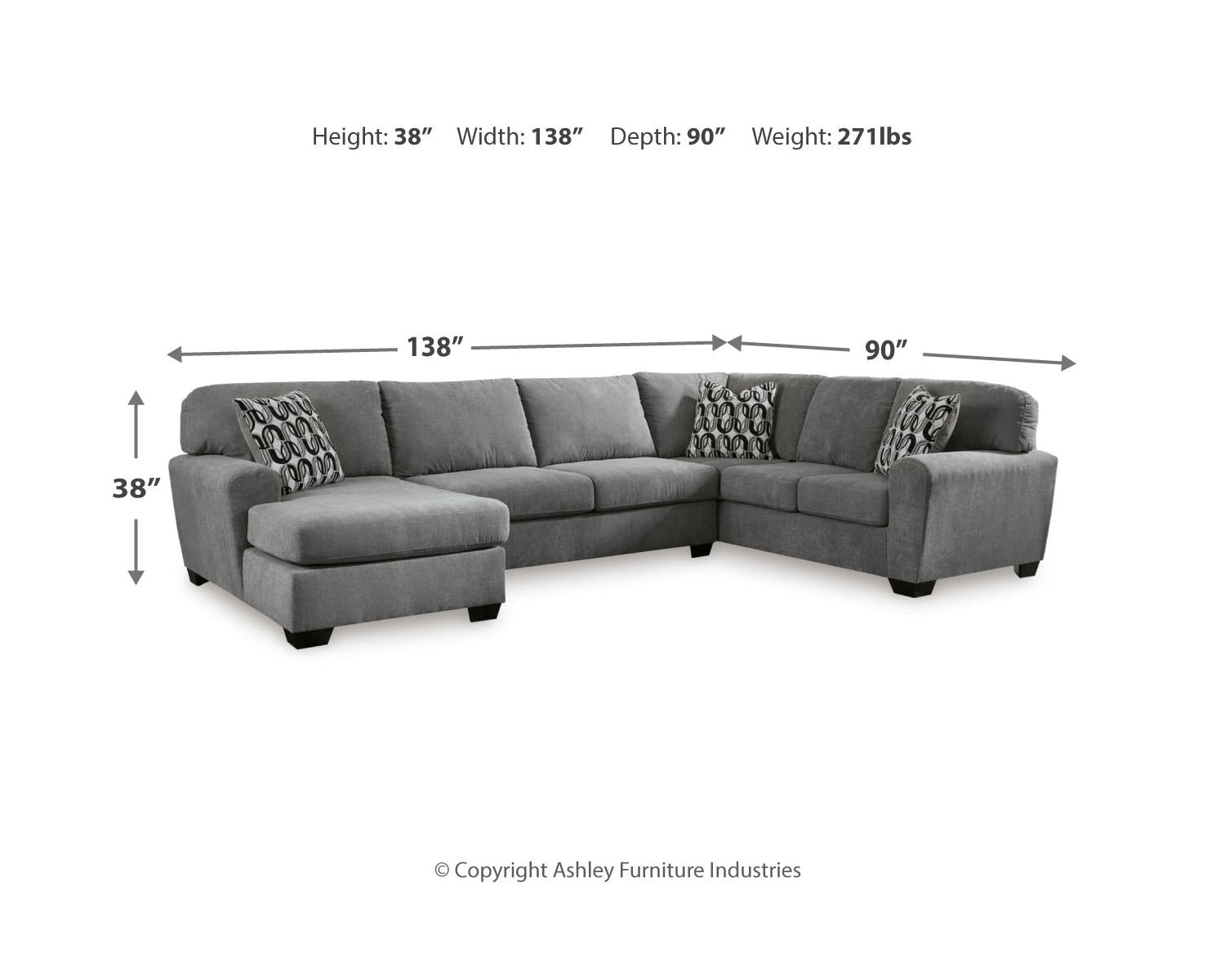 Birkdale Court 3-Piece Sectional with Chaise