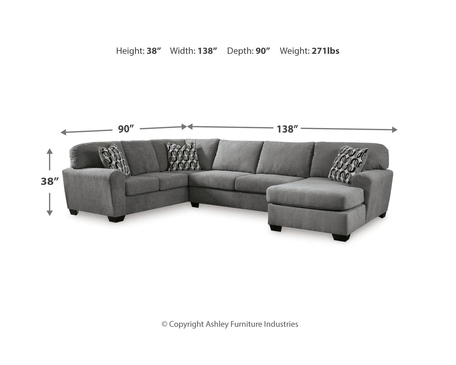 Birkdale Court 3-Piece Sectional with Chaise