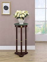 Soporte para plantas con tapa redonda de mármol Merlot de Edite