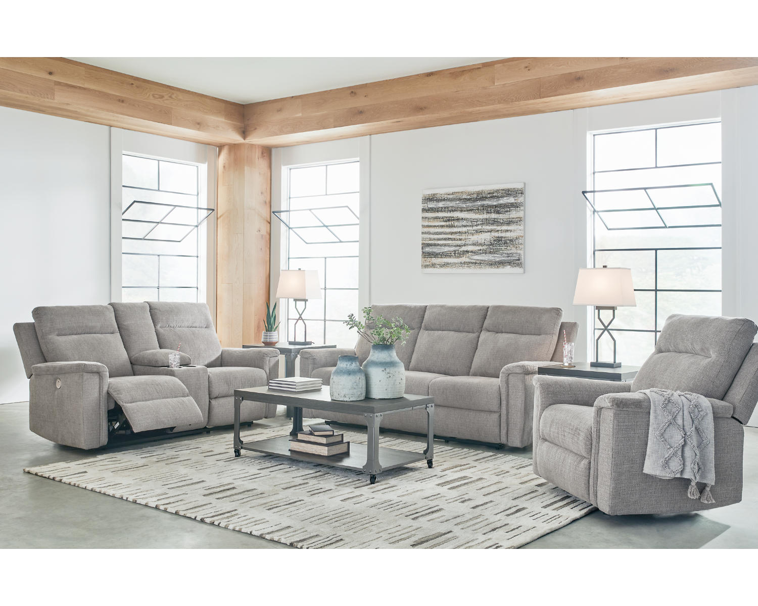 Barnsana Power Reclining Sofa, Loveseat and Recliner
