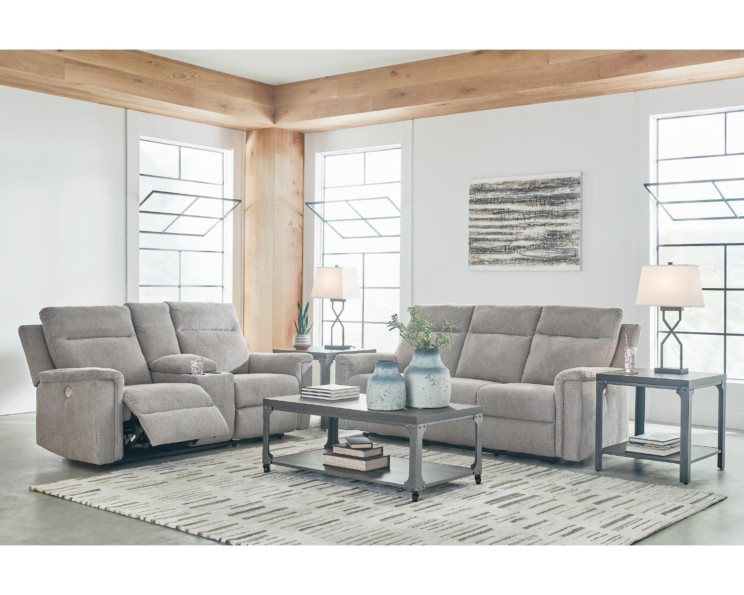 Barnsana Power Reclining Sofa and Loveseat