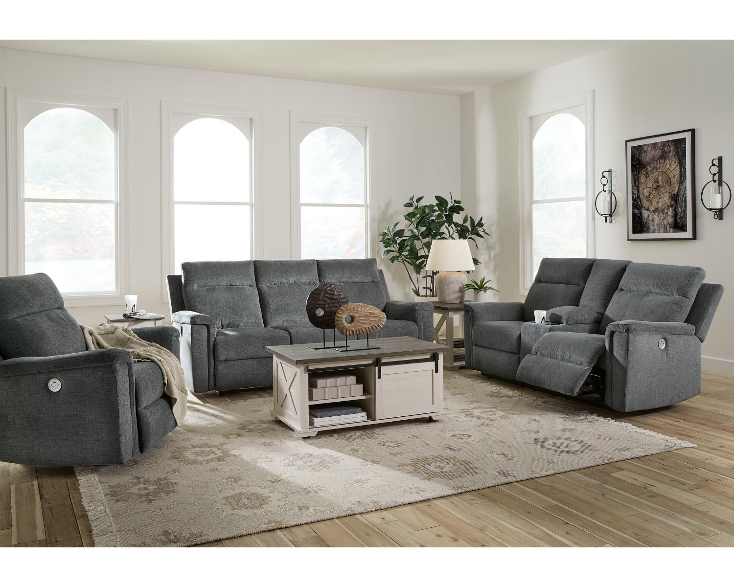 Barnsana Power Reclining Sofa, Loveseat and Recliner