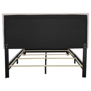 Cama Boyd tapizada de paneles completos color marfil