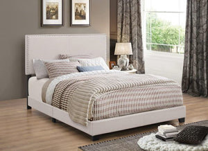 Cama individual tapizada Boyd color marfil