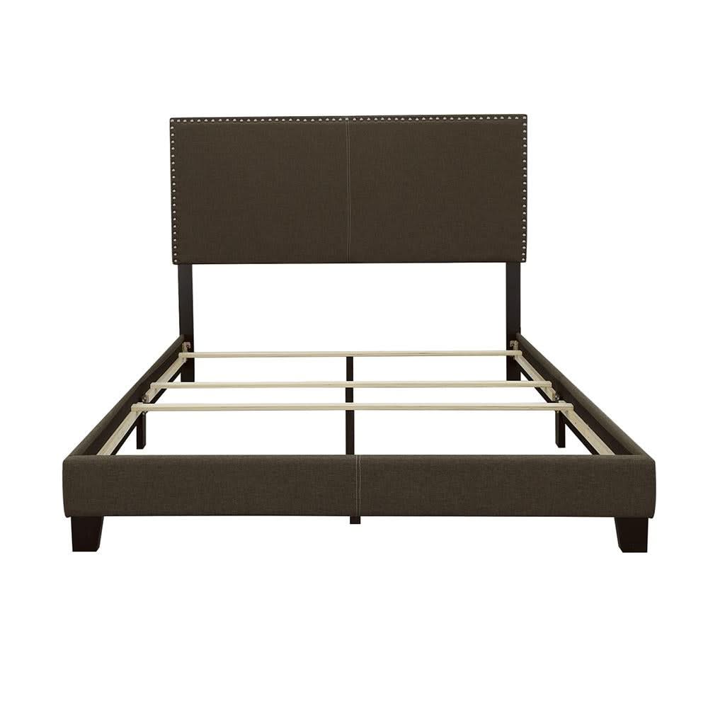 Cama Boyd tapizada Queen con paneles en color carbón