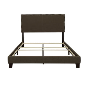 Cama Boyd tapizada Queen con paneles en color carbón