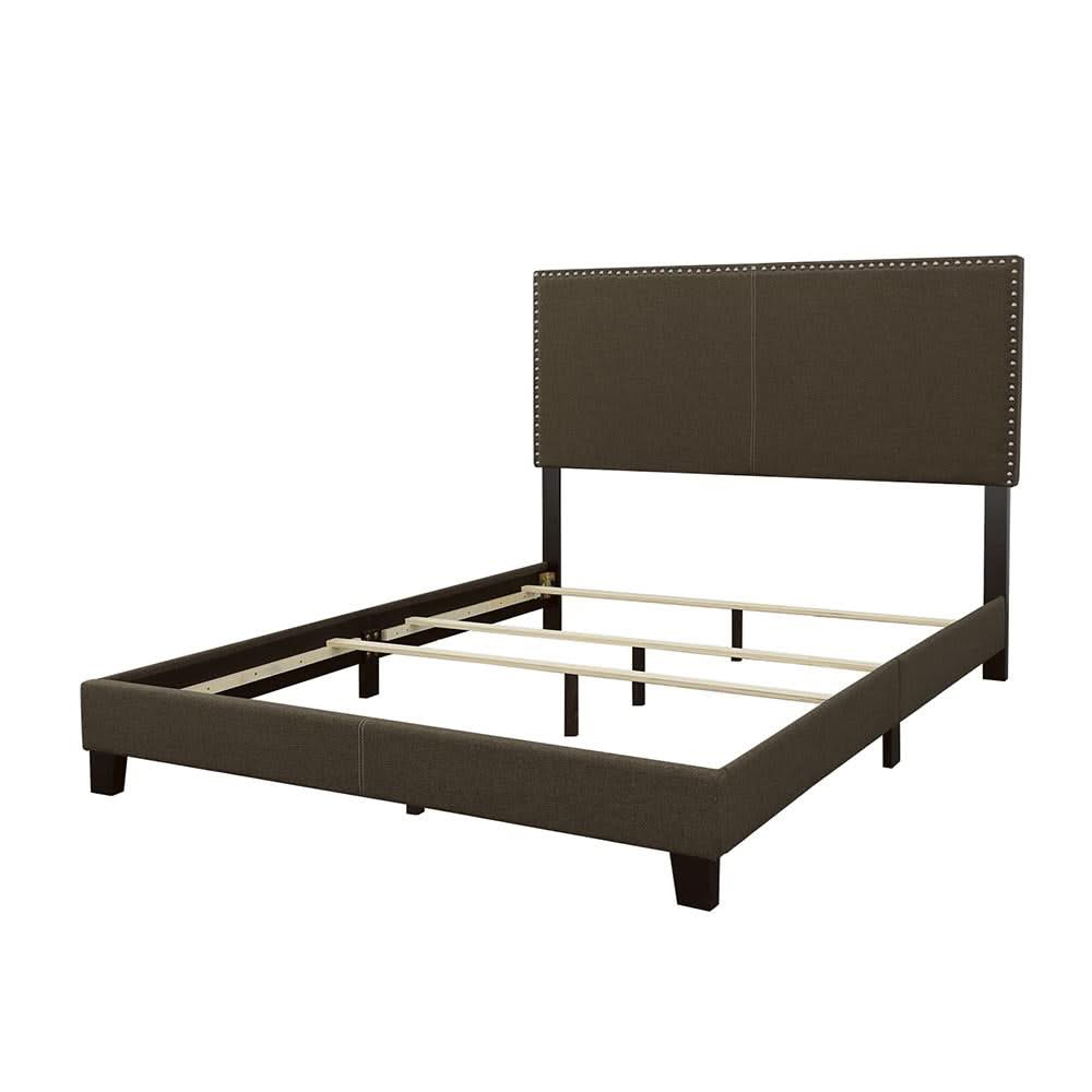 Cama Boyd tapizada Queen con paneles en color carbón