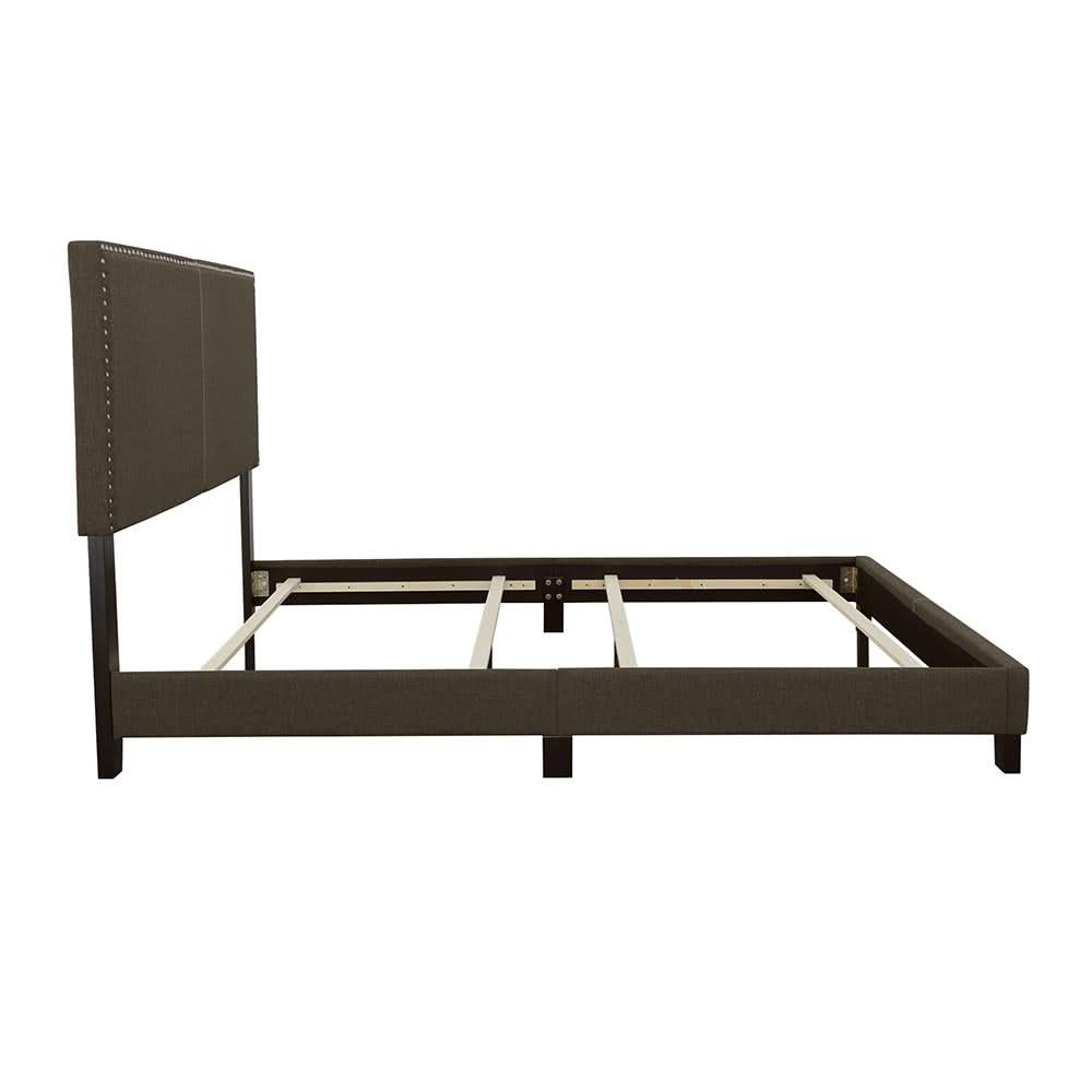Cama Boyd tapizada Queen con paneles en color carbón