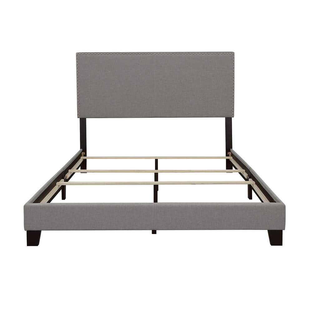 Cama Boyd tapizada Queen con paneles en gris