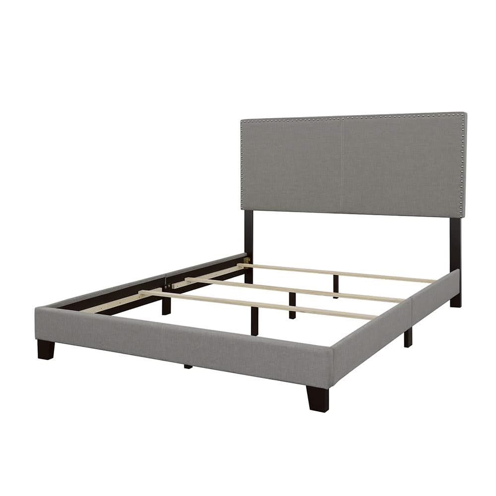 Cama Boyd tapizada Queen con paneles en gris