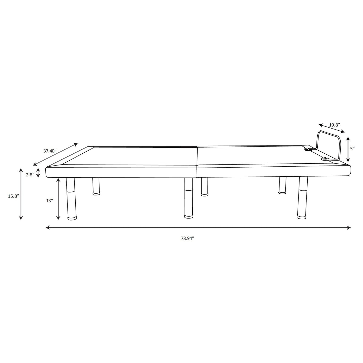 Base de cama ajustable extra larga Clara Twin gris y negra