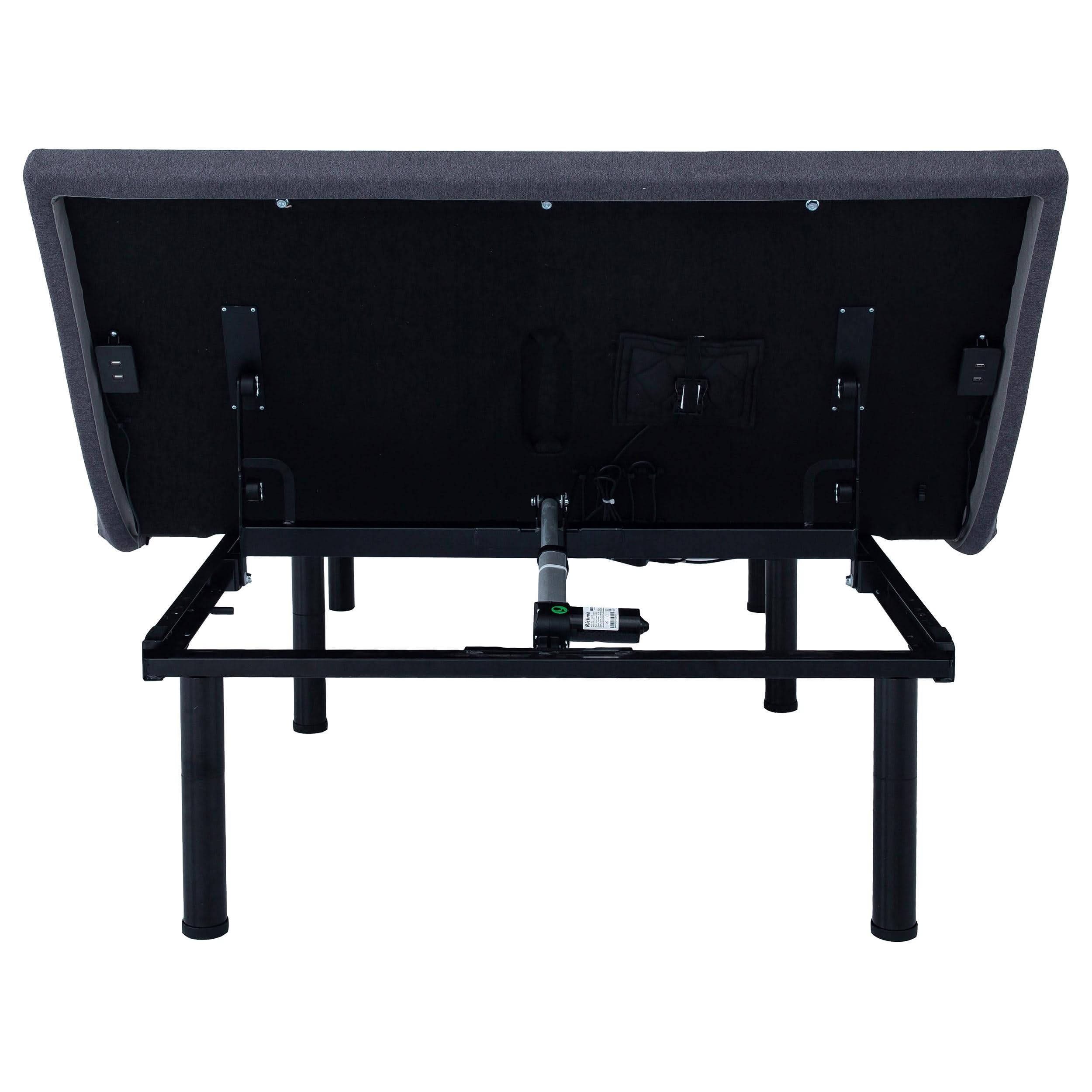 Base de cama ajustable extra larga Negan Twin gris y negra