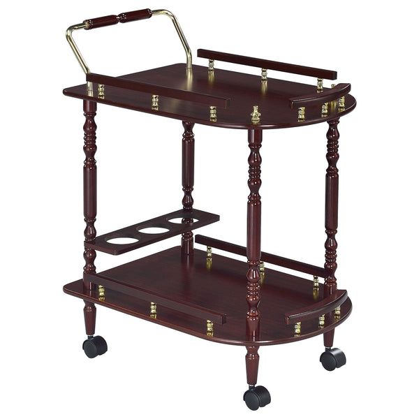 Carrito de bar rectangular de madera de dos niveles Palmer Merlot