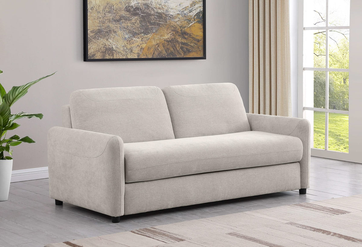 Sofá cama tapizado Rylie con colchón tamaño queen beige