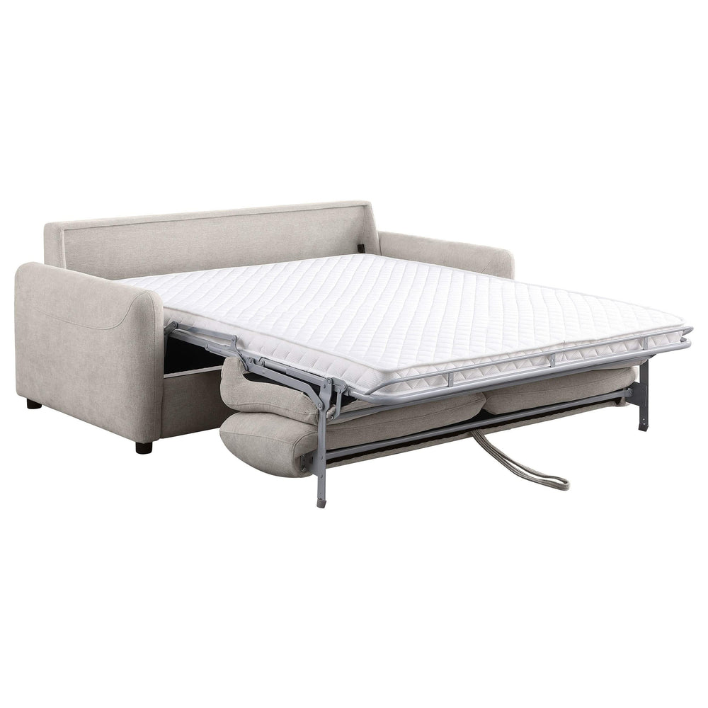 Sofá cama tapizado Rylie con colchón tamaño queen beige