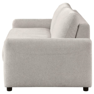 Sofá cama tapizado Rylie con colchón tamaño queen beige