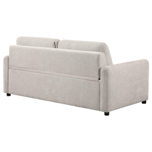 Sofá cama tapizado Rylie con colchón tamaño queen beige