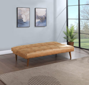 Sofá cama convertible Jenson tapizado con mechones en color marrón silla de montar