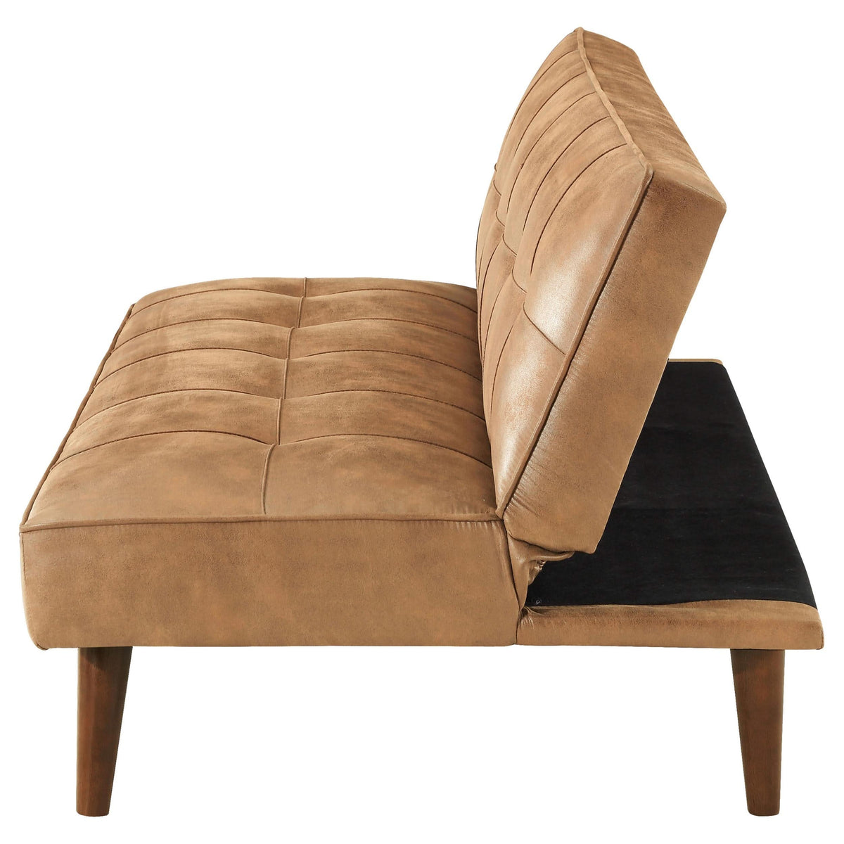 Sofá cama convertible Jenson tapizado con mechones en color marrón silla de montar