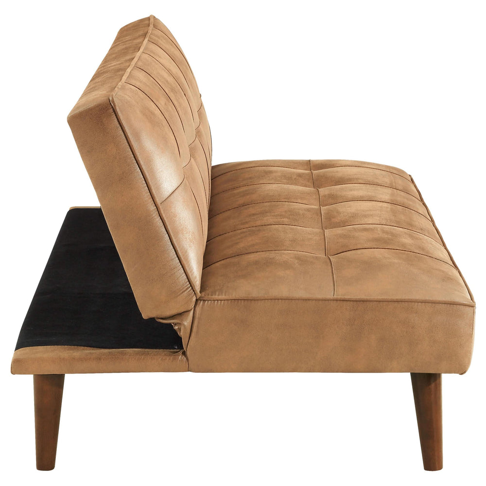 Sofá cama convertible Jenson tapizado con mechones en color marrón silla de montar