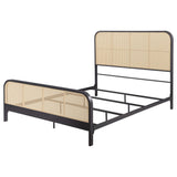 Cama Queen de metal con estructura de caña abierta Lanewood, color negro