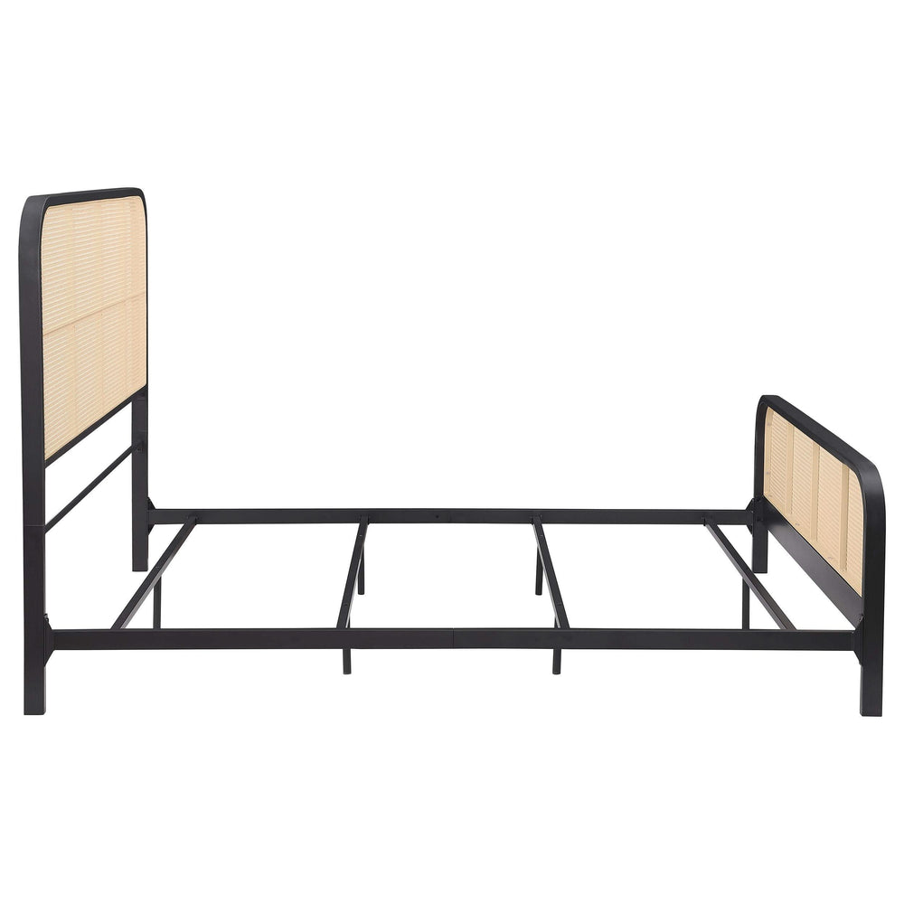 Cama Queen de metal con estructura de caña abierta Lanewood, color negro