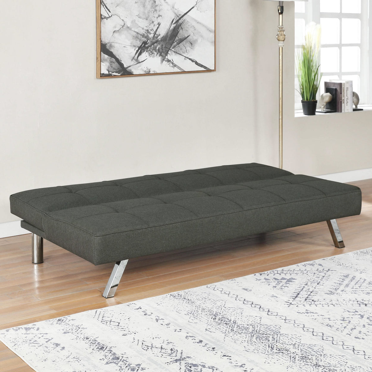 Sofá cama convertible capitoné tapizado Joel gris