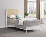 Cama individual Amherst Radio Weave de ratán y metal, color blanco